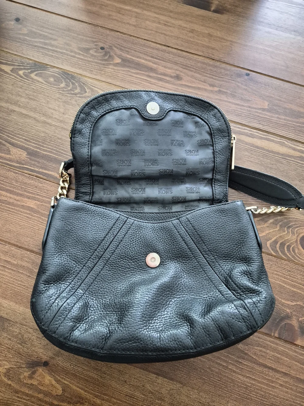 Michael Kors Aria Black Studded Leather Shoulder Bag
